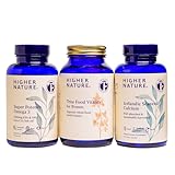 Higher Nature Wellness Essentials for Women Bundle - Calcium Supplement, High Strength Omega 3 Fish Oil & Multivitamin - 3 True Food® Supplements - Female Multivitamin - 3 x 60 Capsules
