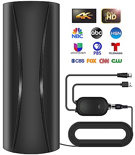 680+ Miles Range TV Antenna,Digital TV Antenna Indoor with Amplifier and Signal Booster, Portable HD Antenna for TV Indoor Outdoor for Smart TV and Old TVs - 36ft Coax Cable - Support 4K 1080p