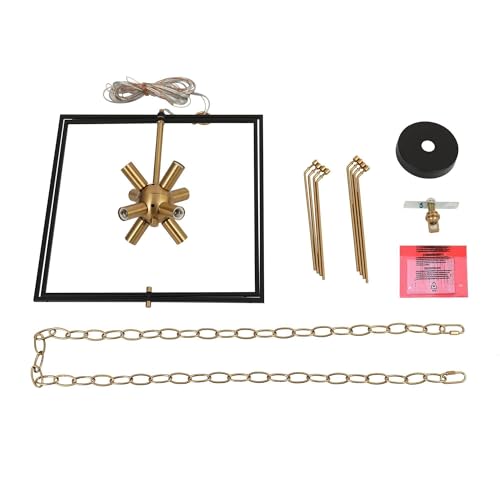 KSANA Black and Gold Chandelier, Modern 8-Light Geometric Lantern Pendant Light Fixture, Mid-Century Sputnik Design with Electroplated Brass Accents for Dining Room, Kitchen Island, or Entryway by KSANA - Image 9