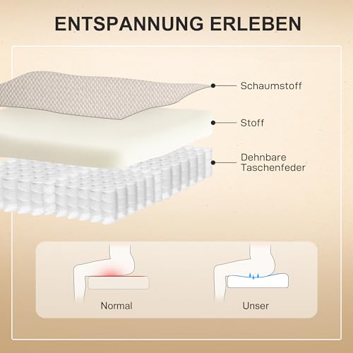 HOMCOM Relaxsessel mit Aufstehhilfe Elektrisch Fernsehsessel Massagesessel mit Heizung Liegefunktion, Breite Rückenlehne TV Sessel mit Fußteil, 2 Seitentaschen für Wohnzimmer Beige – Bild 7