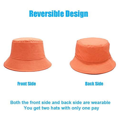 Image of Bucket Hat for Women Men, Reversible Cotton Summer Sun Beach Cap Solid Color Style
