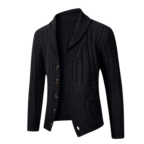 Cambkatl Men's Button Down Sweaters Shawl Collar Long Sleeve Casual Cable Knit Cardigans Warm Thermal Outerwears4