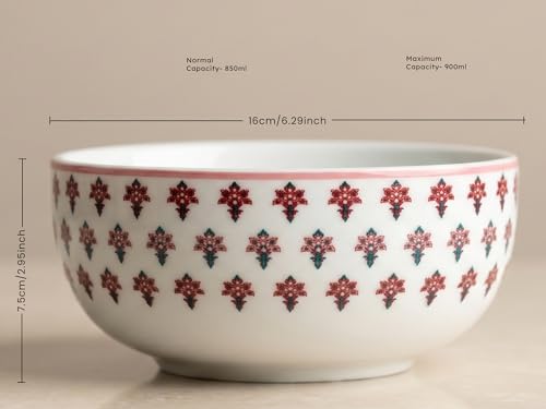 Image of Bodhi House Premium Porcelain Dinner Set 14 Pieces Serving for 6 | Pink Blossom Floral Design | Microwave & Dishwasher Safe | Crockery Set | Dinnerware Set for Home, Dining, Kitchen & Gifting