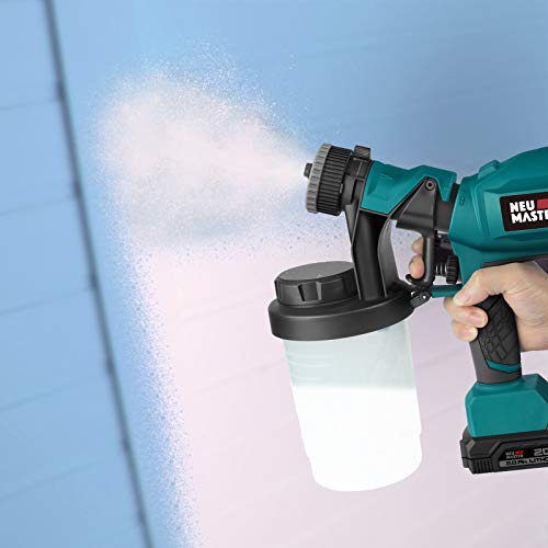 Cordless Paint Sprayer, Neu Master Electric Hvlp Powerful Spray Gun With 3 Spray Patterns And Adjustable Valve Knob For Painting Ceiling, Fence, Cabinets, Walls #TOP4