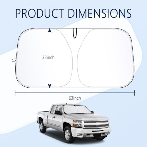 Image of 300T Thickened Sunshade for Car Windshield,Windshield Sun Shade for Blocking 99% Sunlight & Heat,Summer Cars Essentials Sun Cover for Car Windshields Fits Small Truck,SUV (XL: 63x33 inch)