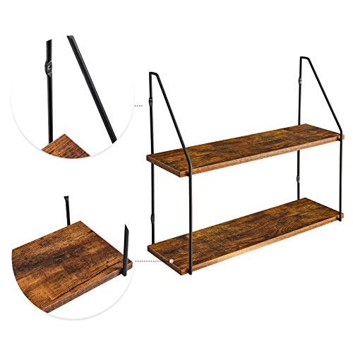 IBUYKE Floating Shelves, Wall Shelf Outdoor, 60x20x53cm, Shelving Unit for Wall, Plant Stand, Kitchen Spice Rack, Storage Organiser Shelf for Bedroom, Bathroom, Living Room, Office RF-TM011