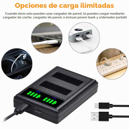 Cargador BLS-5 para cámaras Olympus PEN E-PL2 y E-M10 II con cable de carga estable y seguro 7