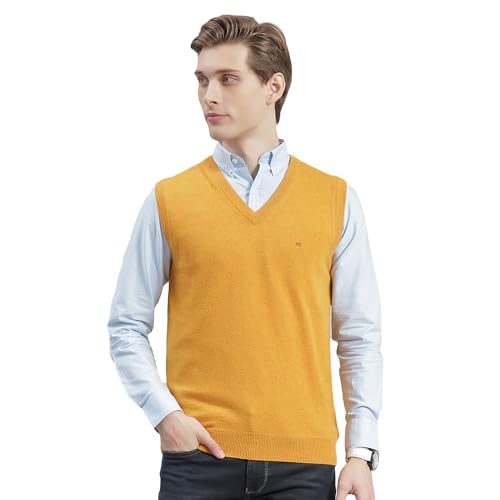 Image of Monte Carlo Off White Solid V Neck Sweater | Warm Woolen Pullover for Men | Soft Comfortable Knitted Winter Wear Sweater for Men's