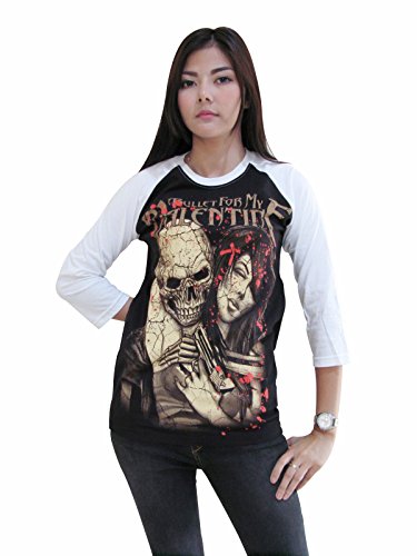 B&S Womens Bullet for My Valentine Skull Girl Rock Band 3/4 Sleeve Baseball