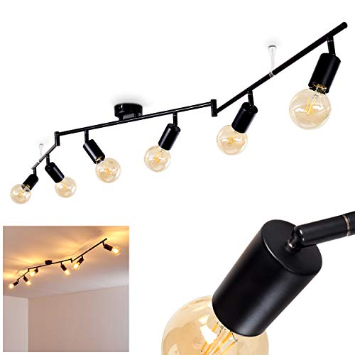 Deckenleuchte Maidford, Deckenlampe aus Metall in Schwarz, 6-flammig, mit verstellbaren Strahlern, 6 x E27-Fassung max. 60 Watt, Spot im Retro/Vintage Design, für LED Leuchtmittel geeignet