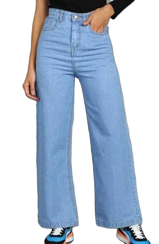 Rajeev Enterprises Girls Wide Leg Denim Jeans High Rise Relaxed Fit Comfortable Everyday Bottoms Casual26BLUE-picture-15