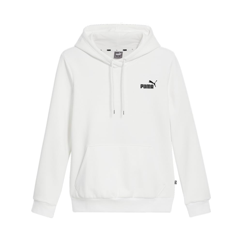 Sudadera con capucha PUMA Essentials con logotipo pequeño para mujer, ropa  de abrigo casual con bolsillos, blanca, talla M