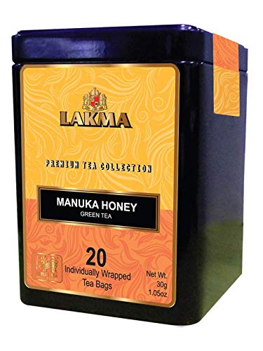 Lakma Green Tea with Manuka Honey - 20 Tea Bags - (1 Pack) - Premium Collection in Metal Gift Tin