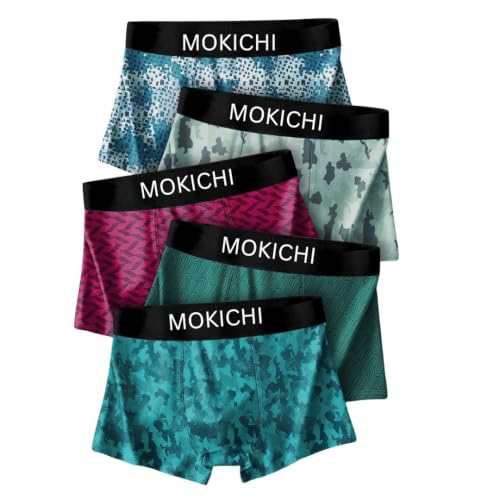 Image of Men's Printed Boxer Briefs Pack of 5 | Soft Stretch Polyester Trunks | Breathable, Moisture-Wicking, Quick Dry Innerwear | Comfortable Elastic Waistband | Multicolor