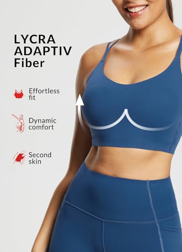 Image of baleaf everleaf Women's Sports Bra Longline, Molded Cup Yoga Bra Thin Strap Low Impact Workout Crop Tank Tops