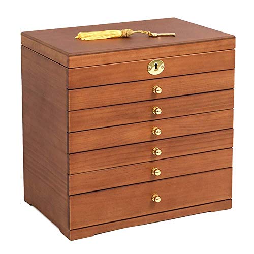 Preisvergleich Produktbild Schmuckkästchen Schmuckschatulle Schmuckschatullen, 7 Schichten Holz Schmuckschatulle Mit Spiegel Und Sicherheitsschloss,Schmuckvitrine for Halskette Ringohrring L