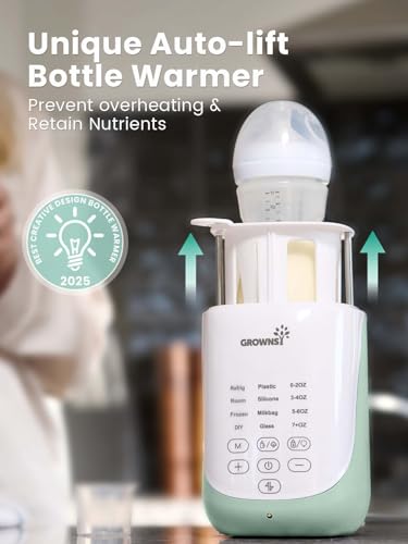Image of Grownsy Auto-Lift Nutri Bottle Warmer for Breastmilk & Formula, Green