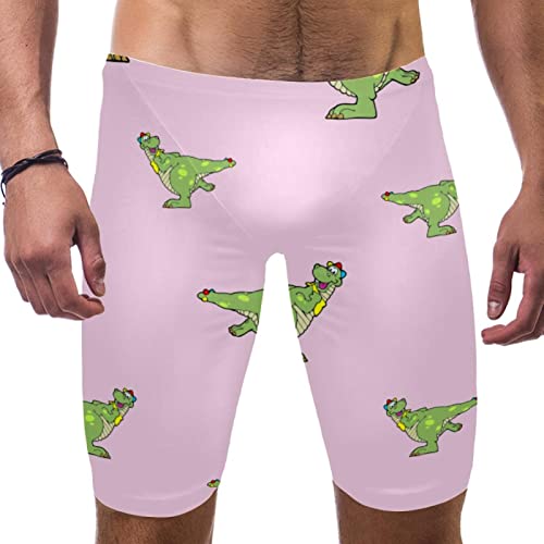 Maillot de bain long pour homme avec motif dinosaure rose taille S