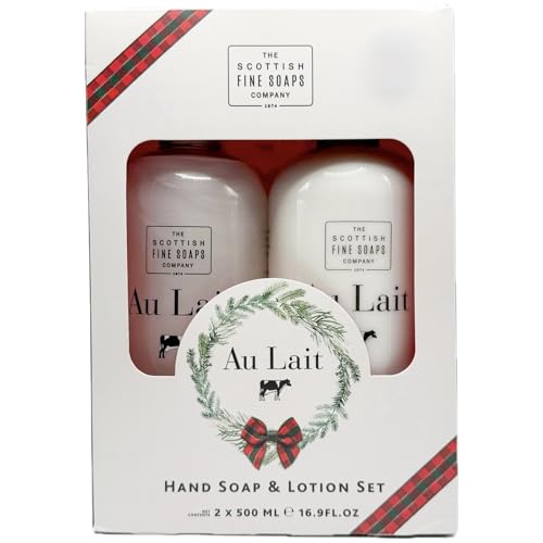 The Scottish Fine Soaps Company Au Lait Hand Wash and Lotion Set 500ml/16.9 oz Each Luxury Liquid Soap and Moisturizer Duo