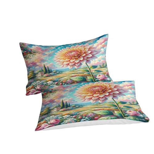 Housse de couette dahlie 3D pour lit d'enfant et adolescent 260x220 cm - 3