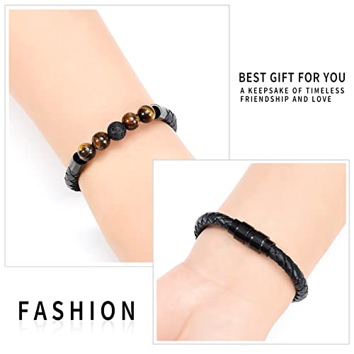 Leather Cremation Memorial Urn Bracelet Lava Stone 316L Stainless Steel Cremation Bangle Keepsake Urn Bracelet for Ashes - Image 5