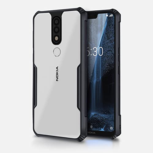 Image of Pikkme Nokia 6.1 Plus Back Cover | Crystal Clear Transparent Back | Ultra Hybrid | Full Camera Protection | Raised Edge | Bumper Back Case for Nokia 6.1 Plus (Black)