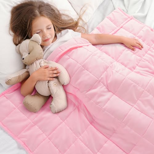Kivik Weighted Blanket 5 lbs, Small Weighted Blanket 5 Pounds, Mini Heavy Blanket Throw, Breathable Cooling & Warm Blankets, Machine Washable, 36x48 Inches Pink