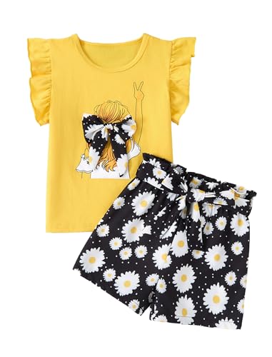 Image of Girls Summer Outfits Cute Sleeveless Top High Waisted Short Sets with Pockets Teen Girl Clothes Size 6-14 T