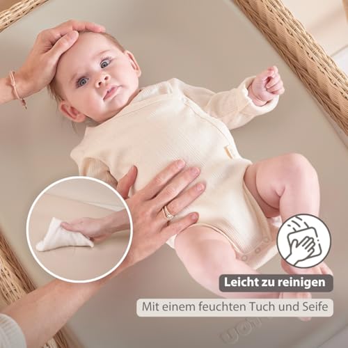 Nattou Wickelauflage 50x70 cm - Wickelauflage Abwaschbar und wasserdicht auf PU-Schaum - Leicht und weich Baby Wickelunterlage - Wickelmatte mit erhöhten Rändern - Tonfarben