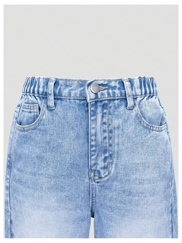 Floerns Girl's Elastic Waist Jeans Kids Wide Straight Leg Denim Pants with Pocket3
