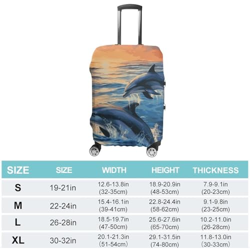 Dolphins in The Sea Luggage Covers Tsa Approved Suitcase Cover Elastic Washable Luggage Sleeve Carry on Cover Protector Anti-Scratch Suitcase Protector Fits 19-30 Inch Case(XL)2