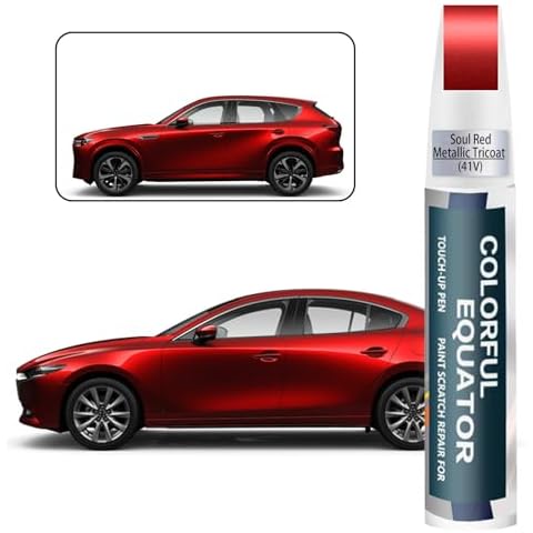 41V Soul Red Metallic Tricoat Touch Up Paint for Mazda, Car Paint Pen Scratch Repair Two-In-One Touch Up Paint, Premium Car Scratch Remover for Deep Scratches Cover