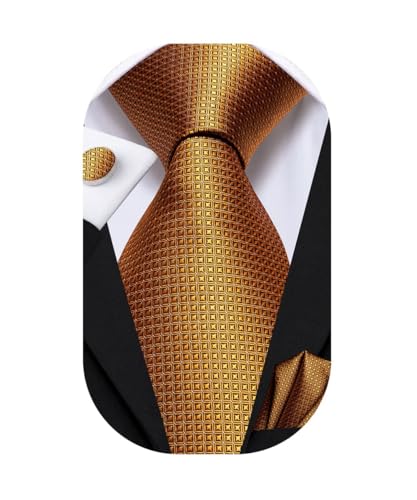 Image of Dubulle Mens Paisley Floral Silk Tie for Men Striped Necktie and Pocket Square Cufflinks Set Wedding Business