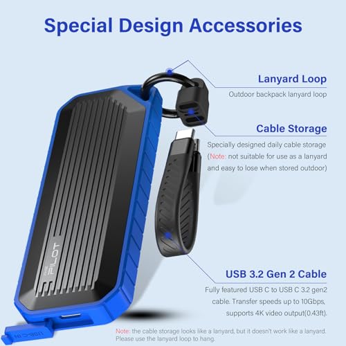 AMZPILOT Zinc Alloy M.2 NVMe & SATA to USB C Enclosure, M 2 SSD to USB C Reader Adapter for Both M2 (M Key, B+M Key) PCIE 3.0 and NGFF, for 2280 2260 2242 2230, Rugged Water Dust Resistance Case — view 6