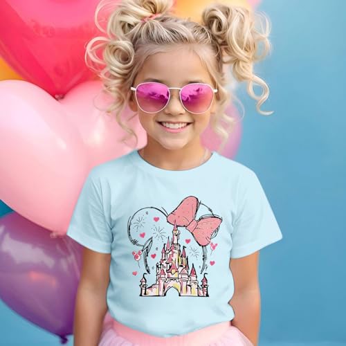 Image of Graphic Shirts for Girls Cute Bow T Shirt Kids Toddler Holiday Tshirt Vacation Trip Summer Tee Cotton Tops