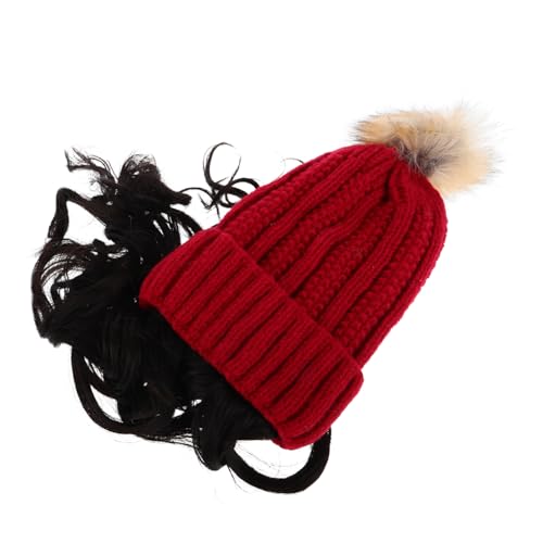 Bonnet femme hiver cadeau idéal Noël et Nouvel an avec fausse chevelure