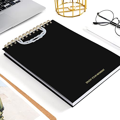 Yoment Top Spiral Notebooks Durable Large Bullet Lined Journal 300 Lined Pages For Note Taking 7"X10" College Ruled Waterproof Cover Notepad Spiral Notebook Left-Handed Notebooks For Work School Office Business,Black #TOP1