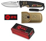 K25 K25-19774 - Navaja Energy. Coyote/Negra. 8.5cm - Herramienta para Caza, Pesca, Camping, Outdoor, Supervivencia y Bushcraft
