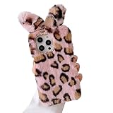 LCHDA Rabbit Ears Case for iPod Touch 7/6/5, Cute 3D Soft Furry Fuzzy Winter Warm Faux Fur Plush Fluffy Flexible TPU Bumper Women Girls Protective Skin Cover - Pink Bowknot