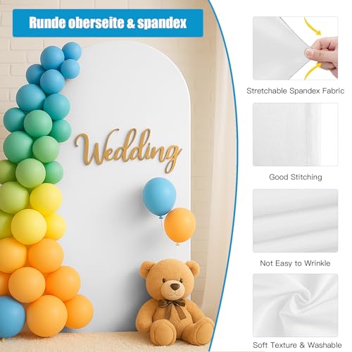 bechoanigel 3 szt. łuk ślubny z tyłu łuku, 1,8 M/2 M/2,2 m, dwustronna osłona na łuk, urodziny łuk na arkusze ślubne, imprezy, uroczystości, bankiety (biały)