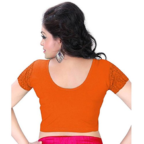 Image of Fressia Fabrics Women's Stretchable Readymade Saree Blouse Pack of 3-100black 117gold XXX