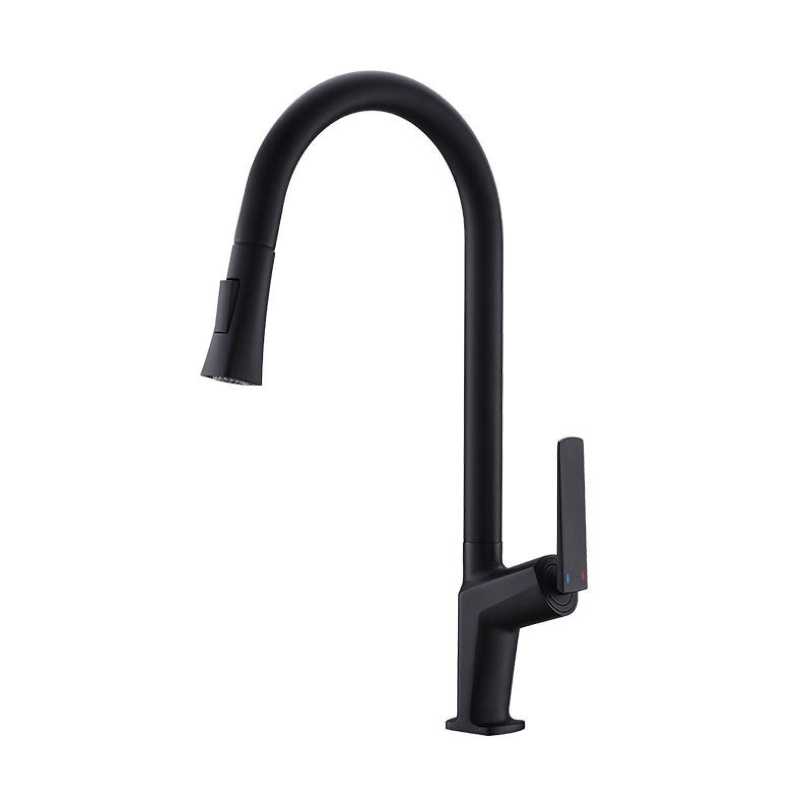 Fanjubei Black Kitchen Copper Pull-Out Rotating Faucet,