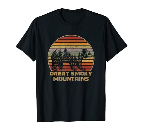 Great Smoky Mountains Vintage Grizzly Bear Nature Retro T-Shirt
