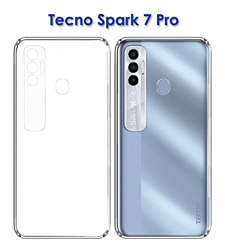 Image of Soft Flexible Silicone Back Cover Compatible with Tecno Spark 7 Pro, Transparent Case