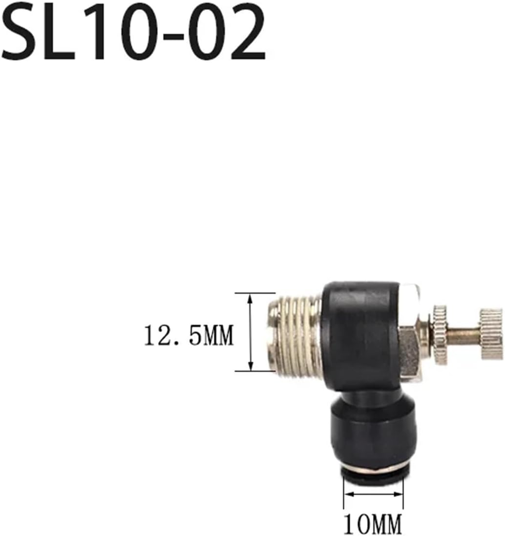 SL 4 6 8 10 12mm Fast Connection Pneumatic Fitting M5 1/8 1/4 3/8 1/2 Inch Air Speed Regulating Valve Throttle Valve 1Pcs(SL10-02)