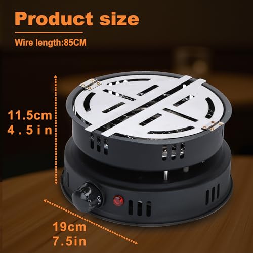 SERdeerCH Electric Charcoal Burner for Coconut Coal, 1000W, Coconut Coal Coil Stove, Include Grid and Tongs (Black)