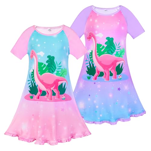 ICOSY 2PCS Girls Nightgowns Unicorn Dress Pajamas for Toddler Girls Princess Nightgown Dress