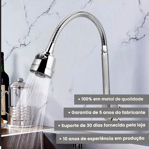 Torneira Cozinha Gourmet Flexível Luxo Parede 1/4 De Volta Metal