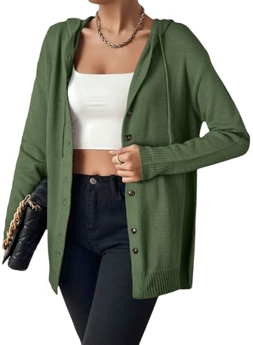 Astylish Open Front Hooded Cardigan Sweaters for Women Knit Long Sleeve Button Down Outwear 20254