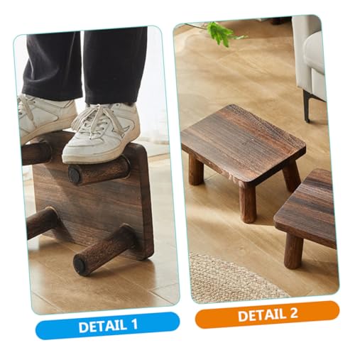 Taburete de madera maciza de alta resistencia, banco rectangular de diseño noble 8